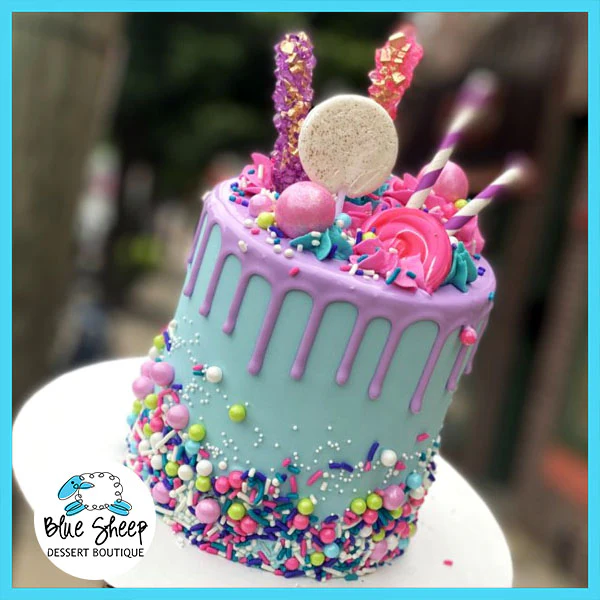 Blue & Lavender Candyland Birthday Cake