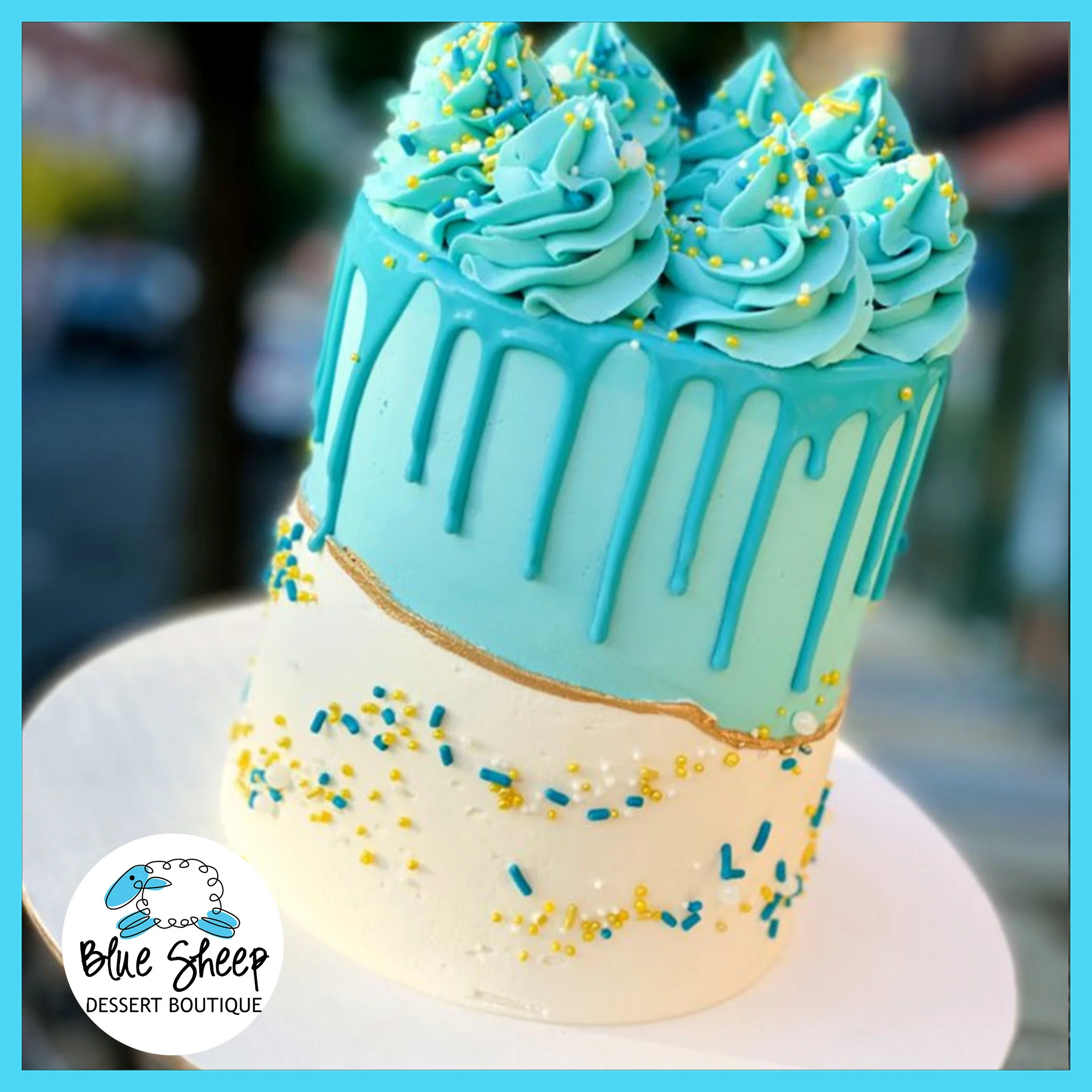 Teal Viva Glam Birthday Cake
