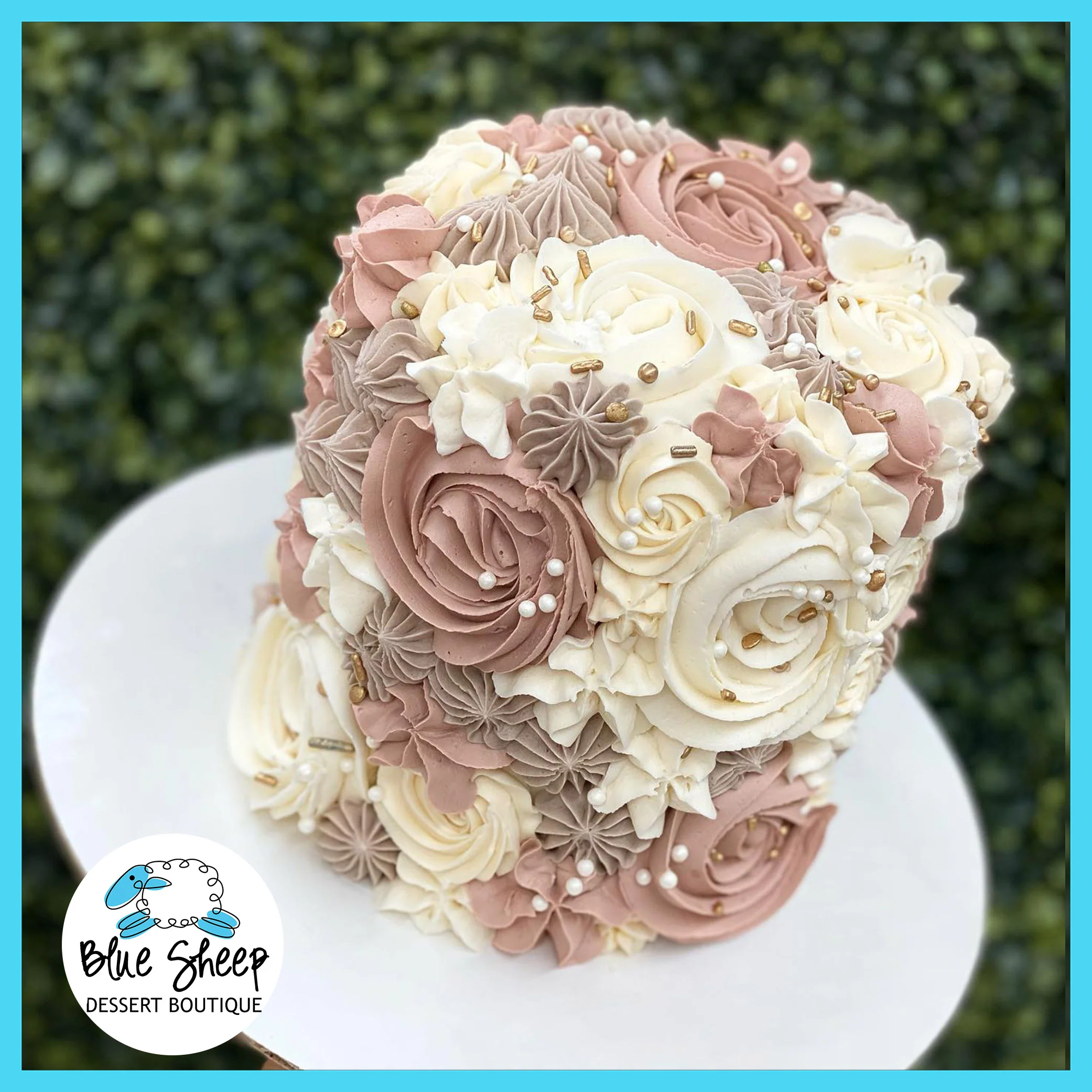 Desert Mauve Floral Textures Birthday Cake