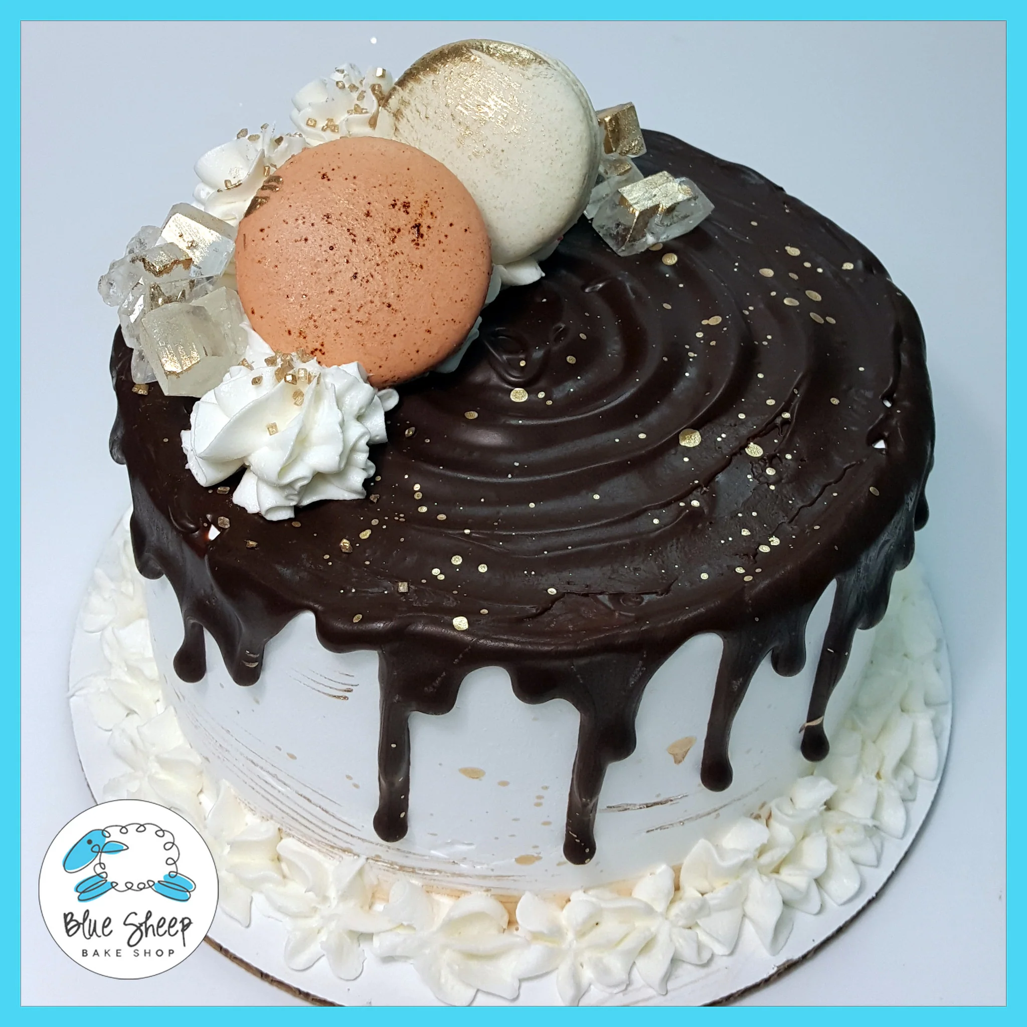 Ganache Drip Ice Cream Cake with Macarons III
