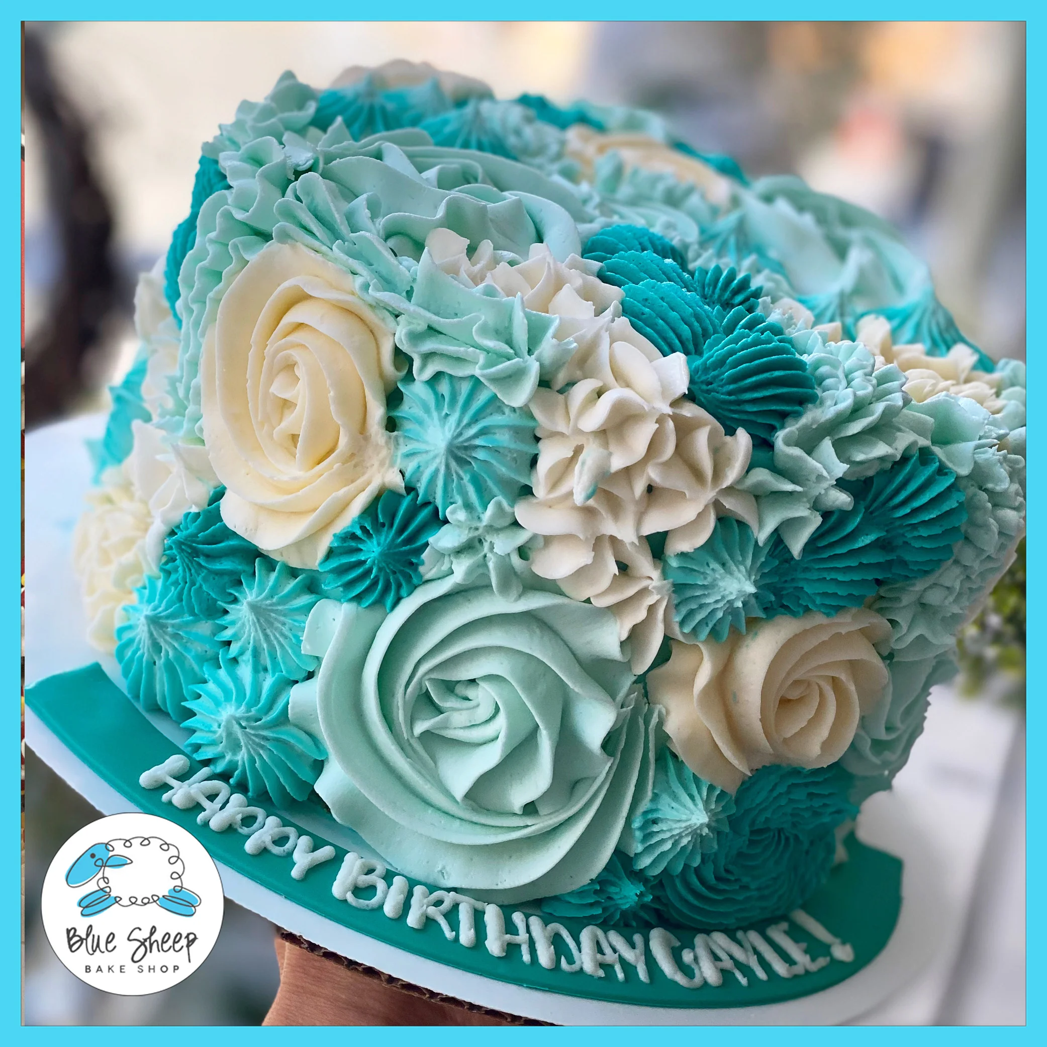 Gluten Free Teal Textures Birthday Cake
