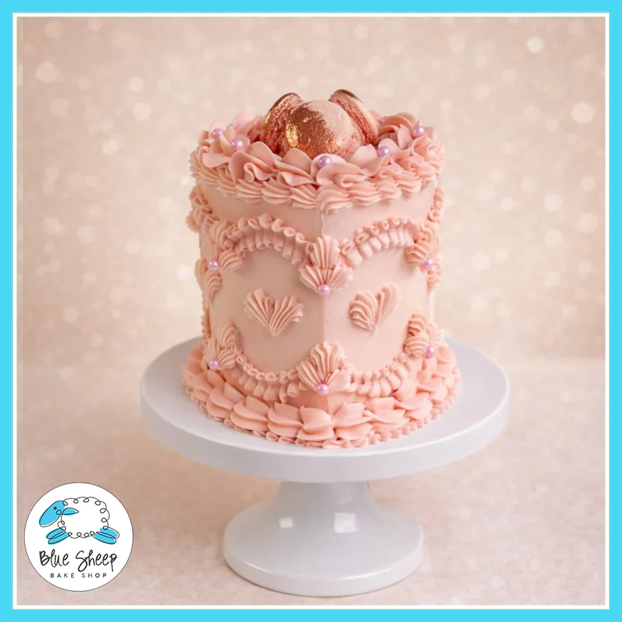 Heart Shaped Vintage Buttercream Birthday Cake