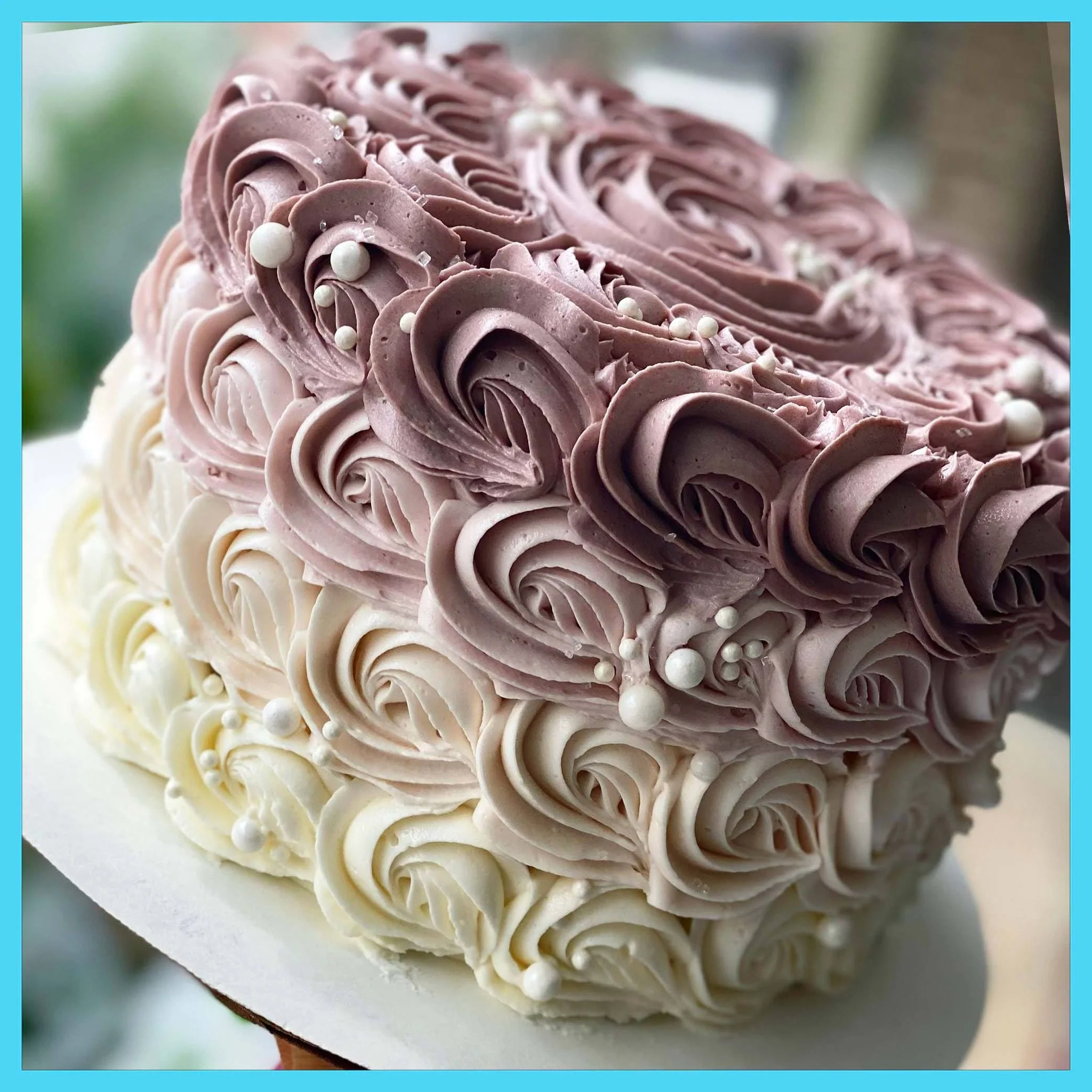 Mauve Rosette To Go Birthday Cake