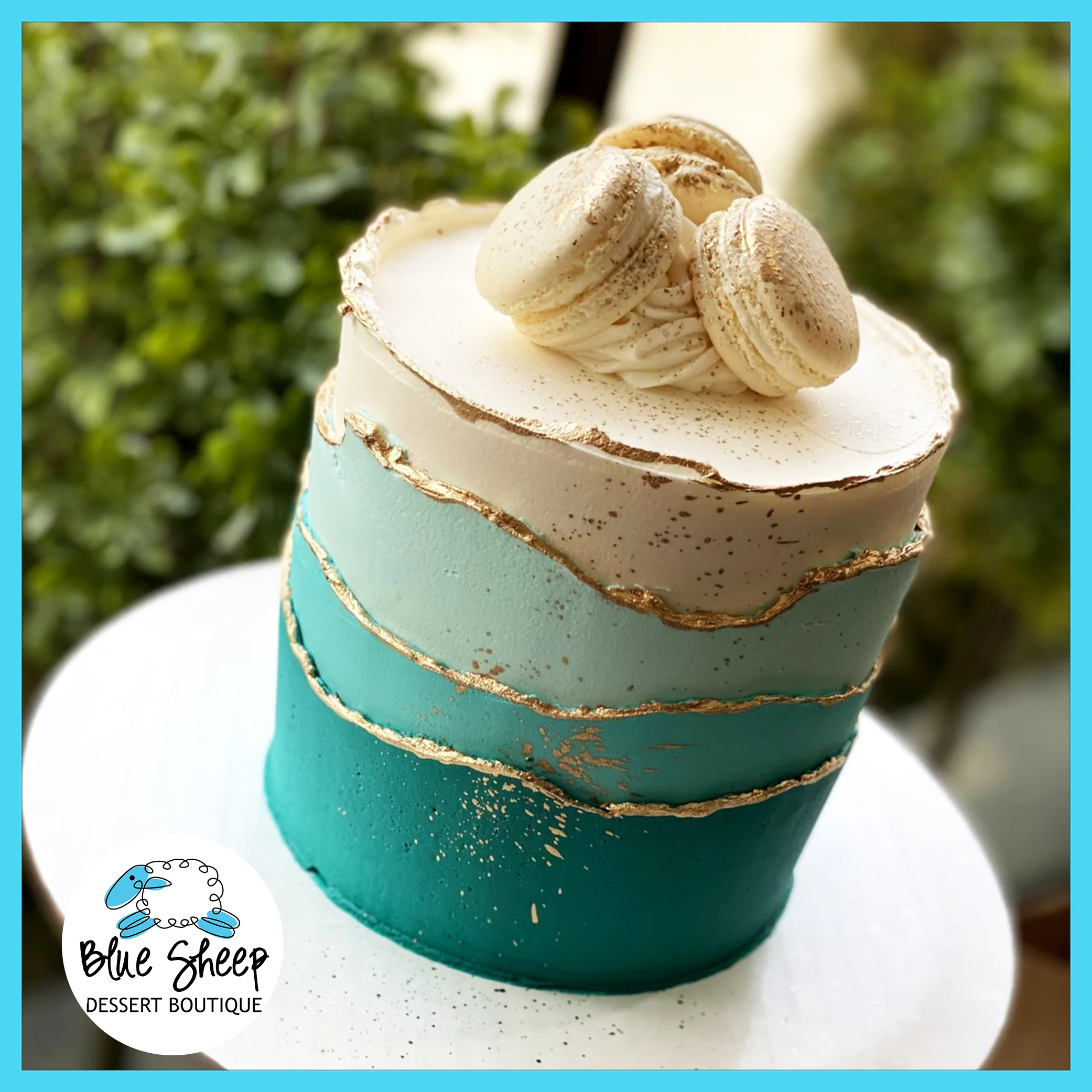 Teal Ombre Waves Birthday Cake