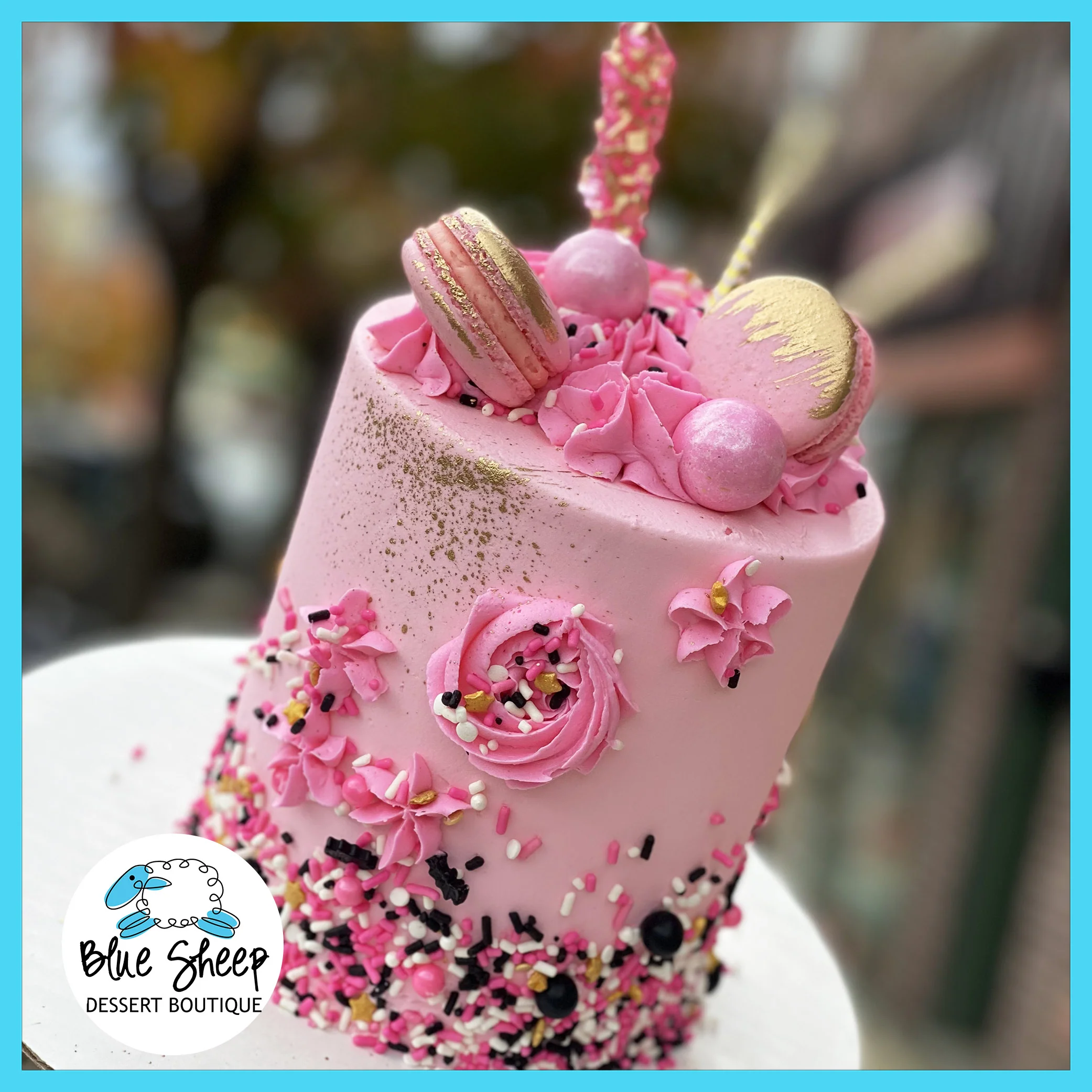Pink Couture Confetti Birthday Cake