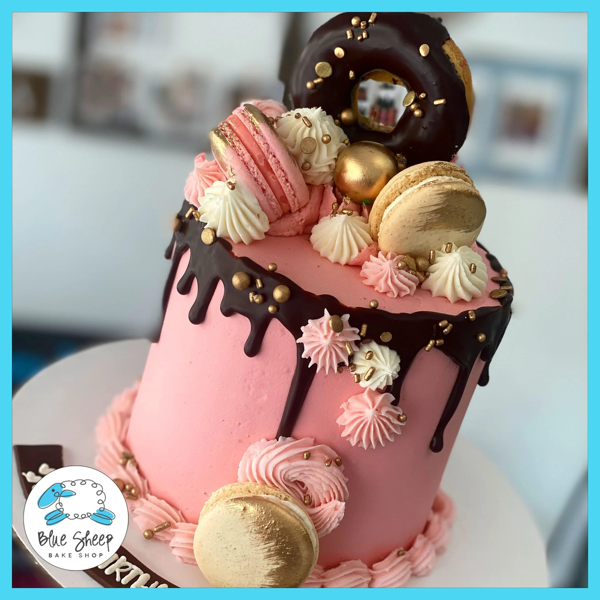Pink Gold & Ganache Birthday Cake