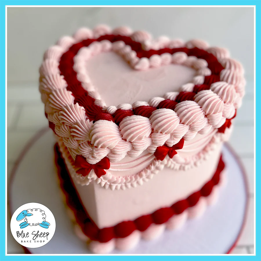 Pink Romance Vintage Heart Shaped Cake