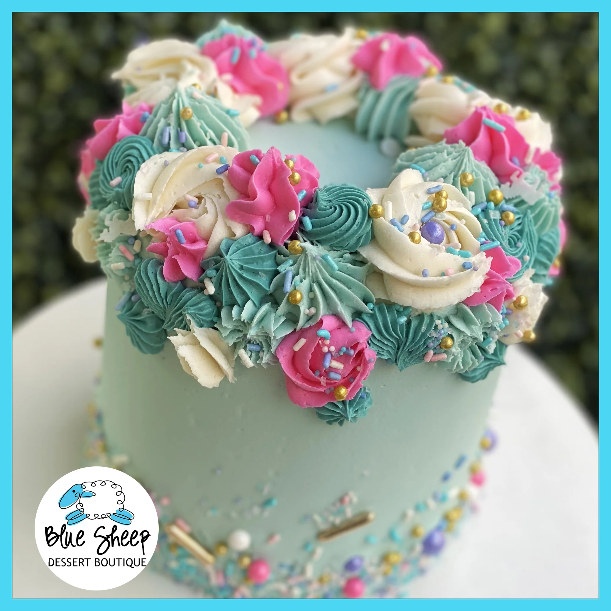 Teal Coronet Birthday Cake