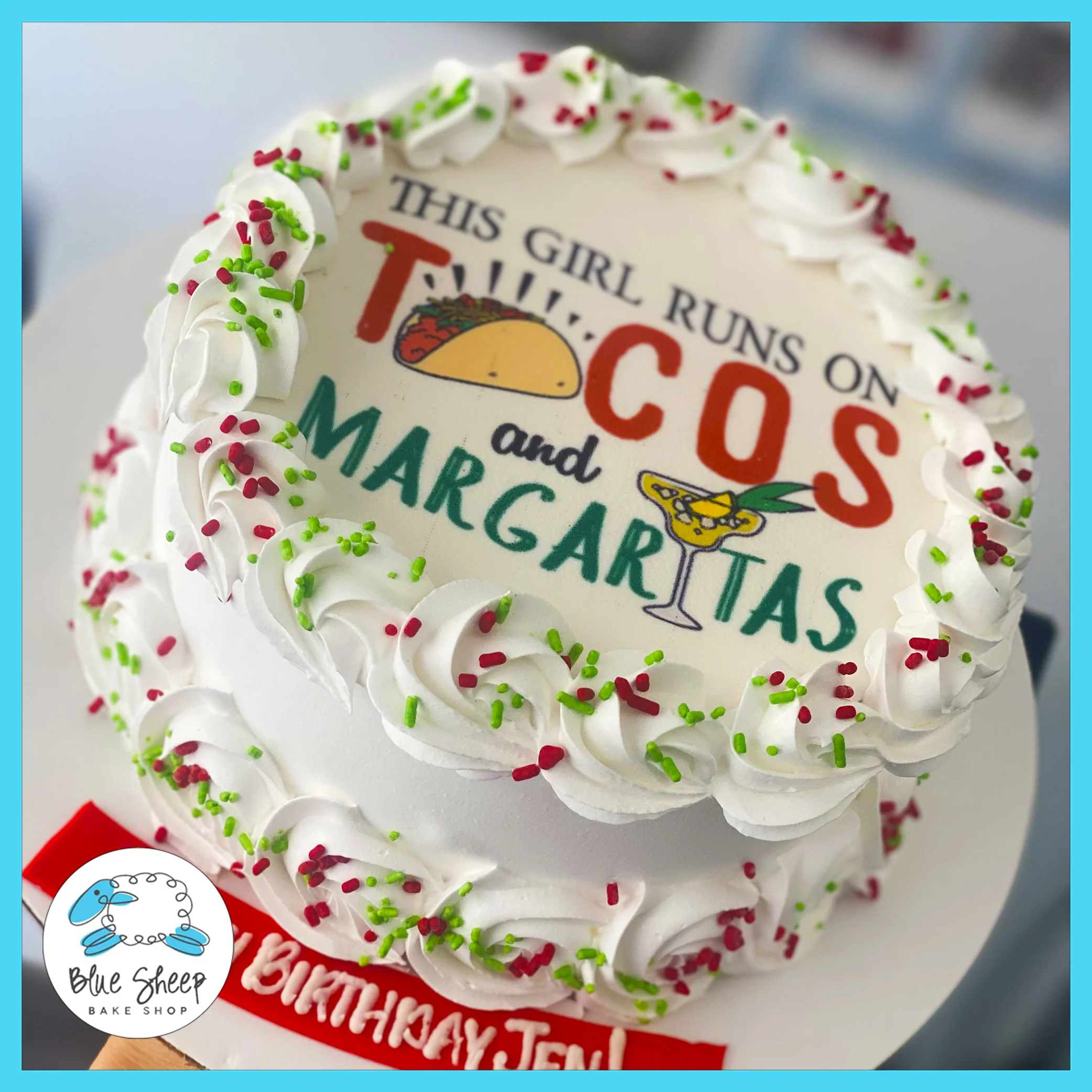 This Girl Runs On Tacos Ice Cream Cake