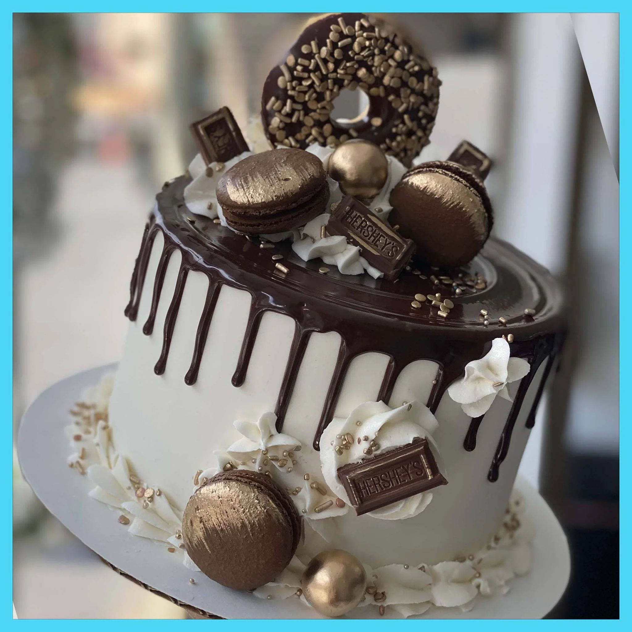 White Gold & Ganache To Go Birthday Cake